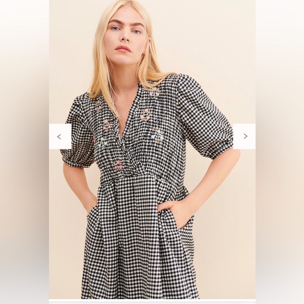 Nwt Tach Adelphi Black And White Gingham Dress